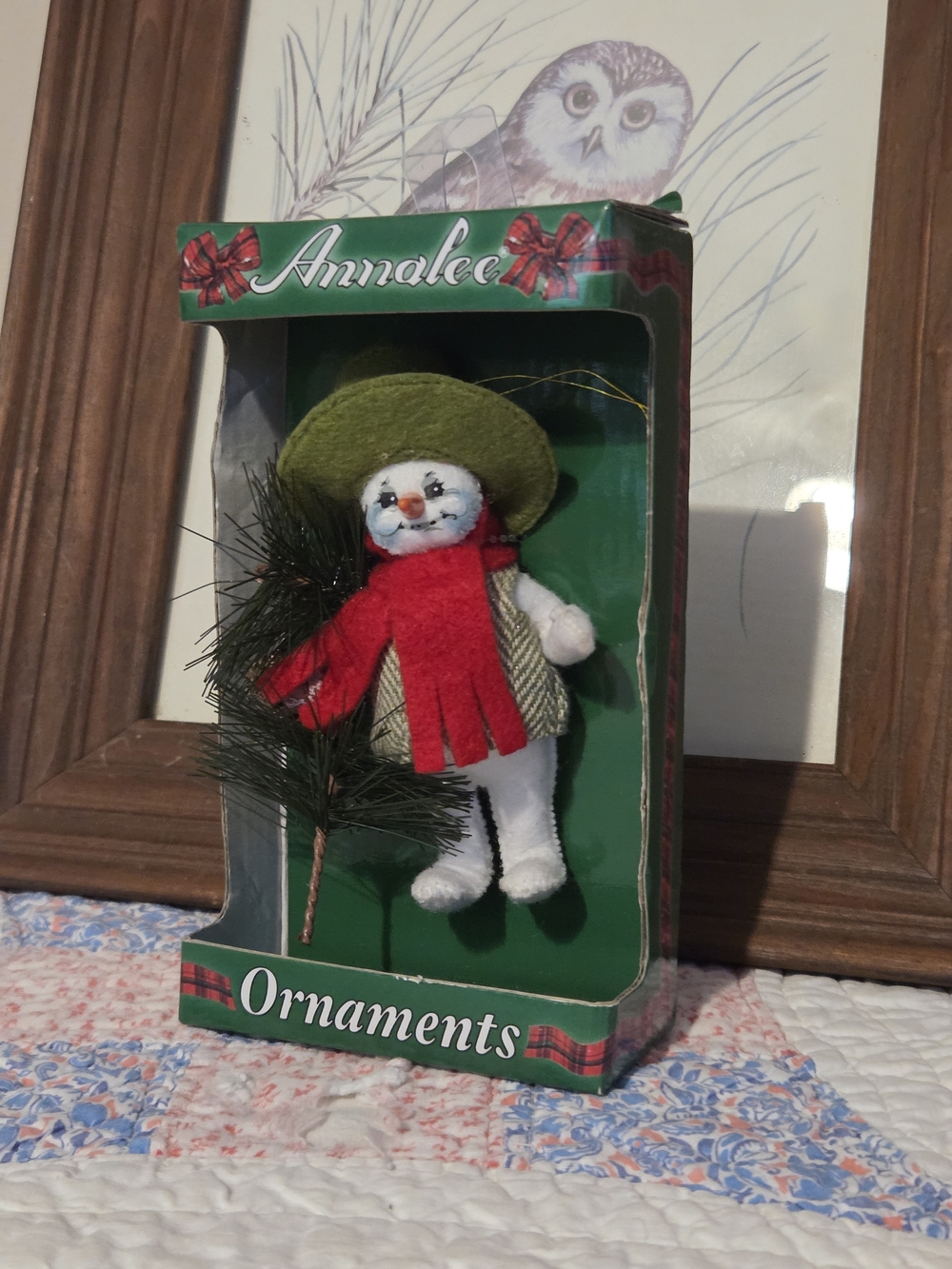 ANNALEE 5" Alpine Snowman Red Scarf Christmas Ornament- NEW with TAG in BOX